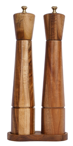 Pepper Mill, Pepper Grinder with Adjustable Stainless Steel Grinder, Acacia Wood, Height 30 cm / 12 inch