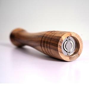 Pepper Mill, Pepper Grinder with Adjustable Stainless Steel Grinder, Acacia Wood, Height 30 cm / 12 inch