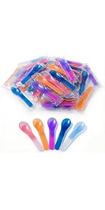 30 Pack Color Changing Ice Cream Spoons, 5.15 Inch Break-Resistant Plastic Spoons, Individually Wrapped - Eye-catching Color-Emergence Effect for Dessert Utensils, BPA Free