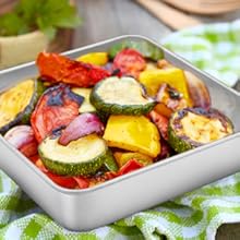 E-far 8 x 8-Inch Baking Pan with lid, Square Cake Brownie Baking Pans Stainless Steel Bakeware Set of 2, Non-toxic & Healthy, Easy Clean & Dishwasher Safe - 4 Pieces(2 Pans + 2 Lids)