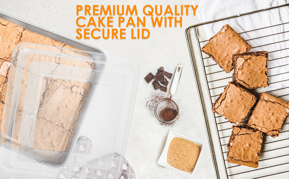 E-far 8 x 8-Inch Baking Pan with lid, Square Cake Brownie Baking Pans Stainless Steel Bakeware Set of 2, Non-toxic & Healthy, Easy Clean & Dishwasher Safe - 4 Pieces(2 Pans + 2 Lids)