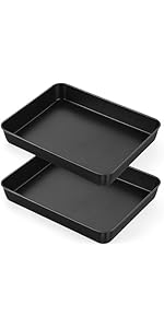 E-far Stainless Steel Baking Pan with Lid, 12⅓ x 9¾ x 2 Inch Rectangle Sheet Cake Pans with Covers Bakeware for Cakes Brownies Casseroles, Non-toxic & Healthy, Heavy Duty & Dishwasher Safe - Set of 2