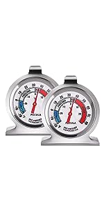 2 Pack Refrigerator Thermometer, 30-30°C/20-80°F, Classic Fridge Thermometer Large Dial with Red Indicator Thermometer for Freezer Refrigerator Cooler