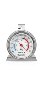 2 Pack Refrigerator Thermometer, 30-30°C/20-80°F, Classic Fridge Thermometer Large Dial with Red Indicator Thermometer for Freezer Refrigerator Cooler