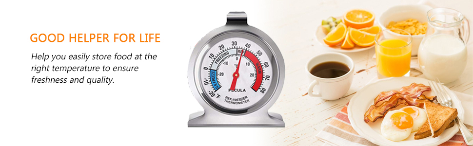 2 Pack Refrigerator Thermometer, 30-30°C/20-80°F, Classic Fridge Thermometer Large Dial with Red Indicator Thermometer for Freezer Refrigerator Cooler