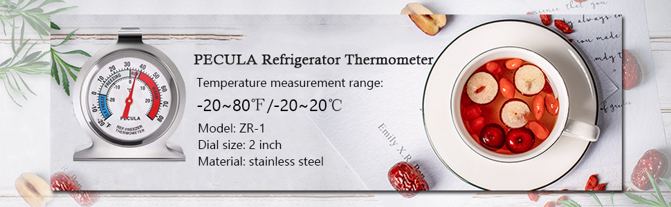 2 Pack Refrigerator Thermometer, 30-30°C/20-80°F, Classic Fridge Thermometer Large Dial with Red Indicator Thermometer for Freezer Refrigerator Cooler