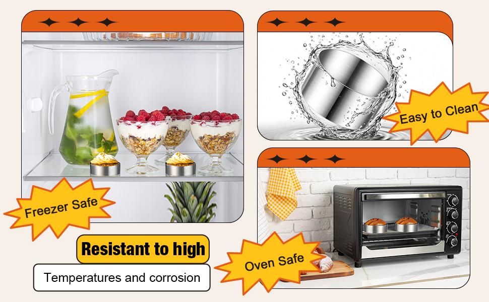 Patelai 12 Pieces Round Cake Mold Ring Stainless Steel Cake Mousse Mold Including Pushers 3.15 Inches Diameter