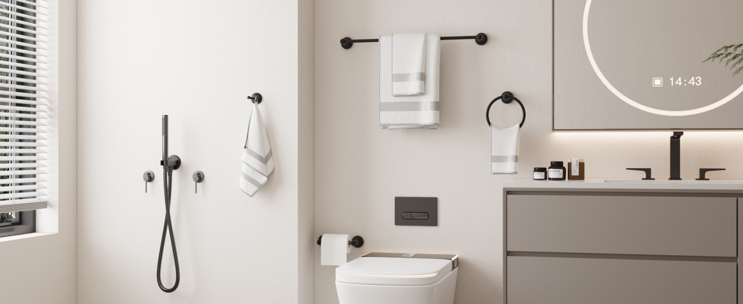 BGL Bathroom Accessory Set, Brushed Nickel Adjustable Expandable Towel Bar 4-Piece Bathroom Hardware Set Wall Mounted