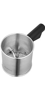 3 Cup Flour Sifter for Baking, Handheld Strainer Sifter Stainless Steel, Hand Crank Squeeze Sieve for Baking w/Comfortable Handle for Flour Powdered Sugar Cake - Baker Supplies