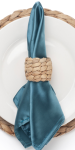 6 Pack, Round Woven Placemats, Natural Water Hyacinth Wicker Place mats, Braided Straw Table Mats, Charger Plates for Dining Table, Fall, Thanksgiving, Christmas (13.8 inch)