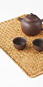 6 Pack, Round Woven Placemats, Natural Water Hyacinth Wicker Place mats, Braided Straw Table Mats, Charger Plates for Dining Table, Fall, Thanksgiving, Christmas (13.8 inch)