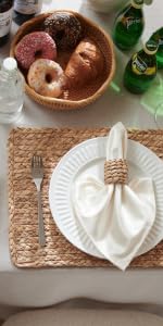 6 Pack, Round Woven Placemats, Natural Water Hyacinth Wicker Place mats, Braided Straw Table Mats, Charger Plates for Dining Table, Fall, Thanksgiving, Christmas (13.8 inch)