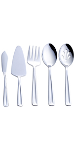 GoGeiLi Stainless Steel Large Serving Fork Set, 9.5-inch Big Serving Fork for Party, Banquet, Buffet, Dishwasher Safe, Set of 3