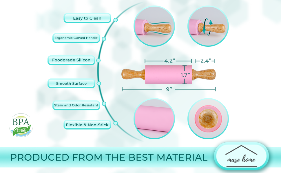 Mini Silicone Rolling Pin for Kids Baking – | Ideal for Toddlers, Playdough, Clay, Cookies & Pastry - 9