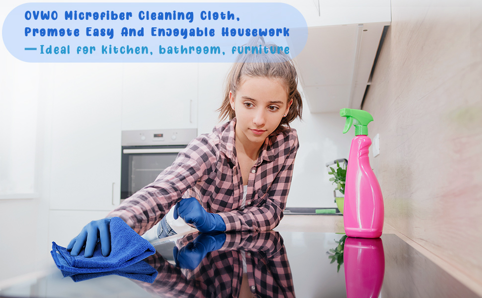 12Pcs Premium Microfiber Cleaning Cloth, Highly Absorbent Household Cleaning Supplies - for Kitchen Towels, Dish Cloths, Dust Rag