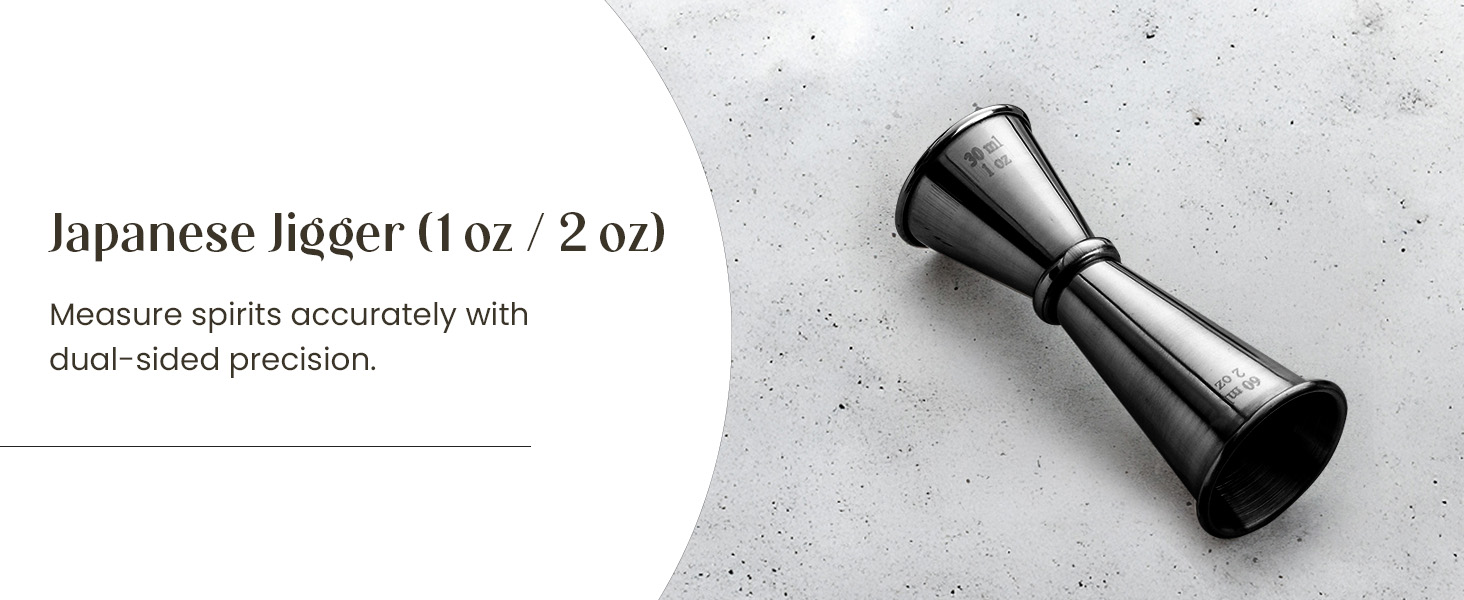 Mixology & Craft Cocktail Shaker Set Boston Shaker, Strainer and Japanese Jigger, Portable Bar Set for Home Bartending (Copper)