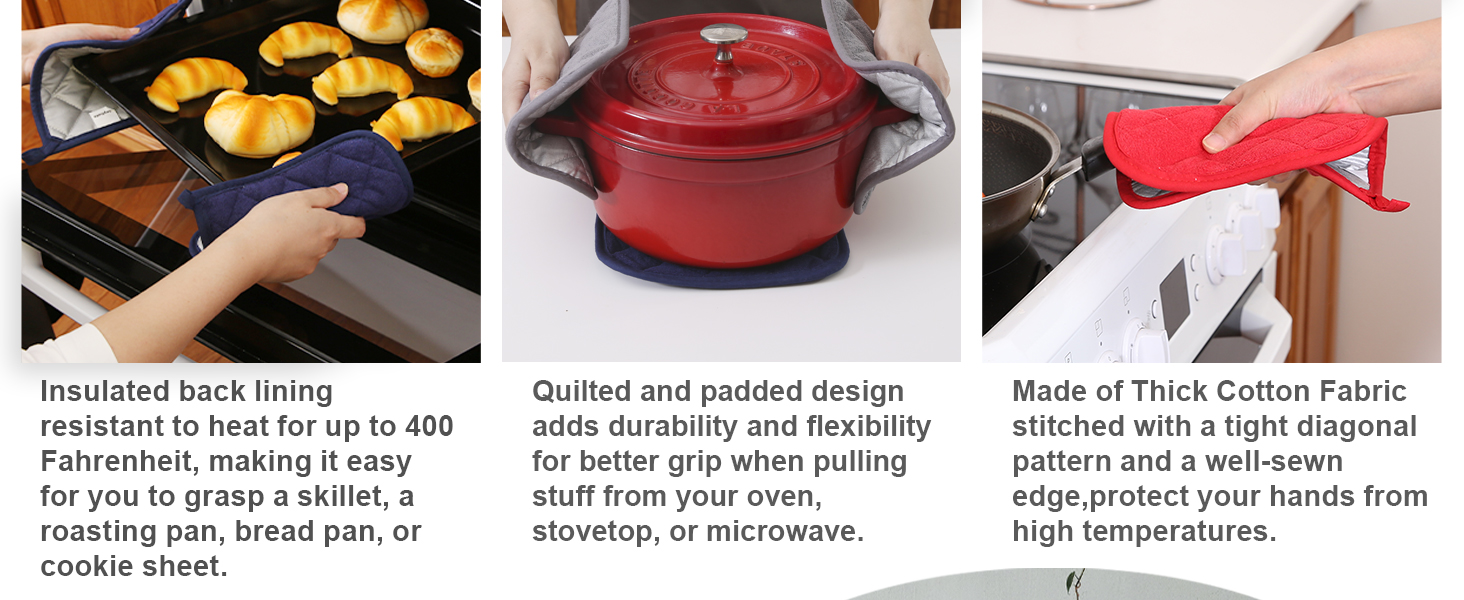 Joyhalo 4 Pack Pot Holders for Kitchen Clearance, Hot Pads for Kitchen, Countertops, Oven Pot Holders Bulk, Potholders Sets for Kitchens Heat Resistant, Grey