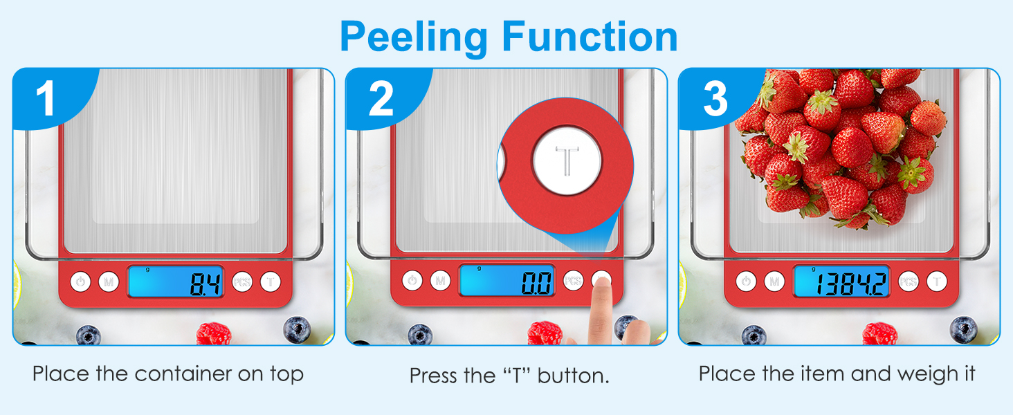 Digital Kitchen Scale, 3000g Pocket Cooking Scale with 0.1g Accuracy, Mini Food Scale, Pro Electronic Jewelry Scale with Back-Lit LCD Display, Tare & PCS Functions (Red, Batteries Included)