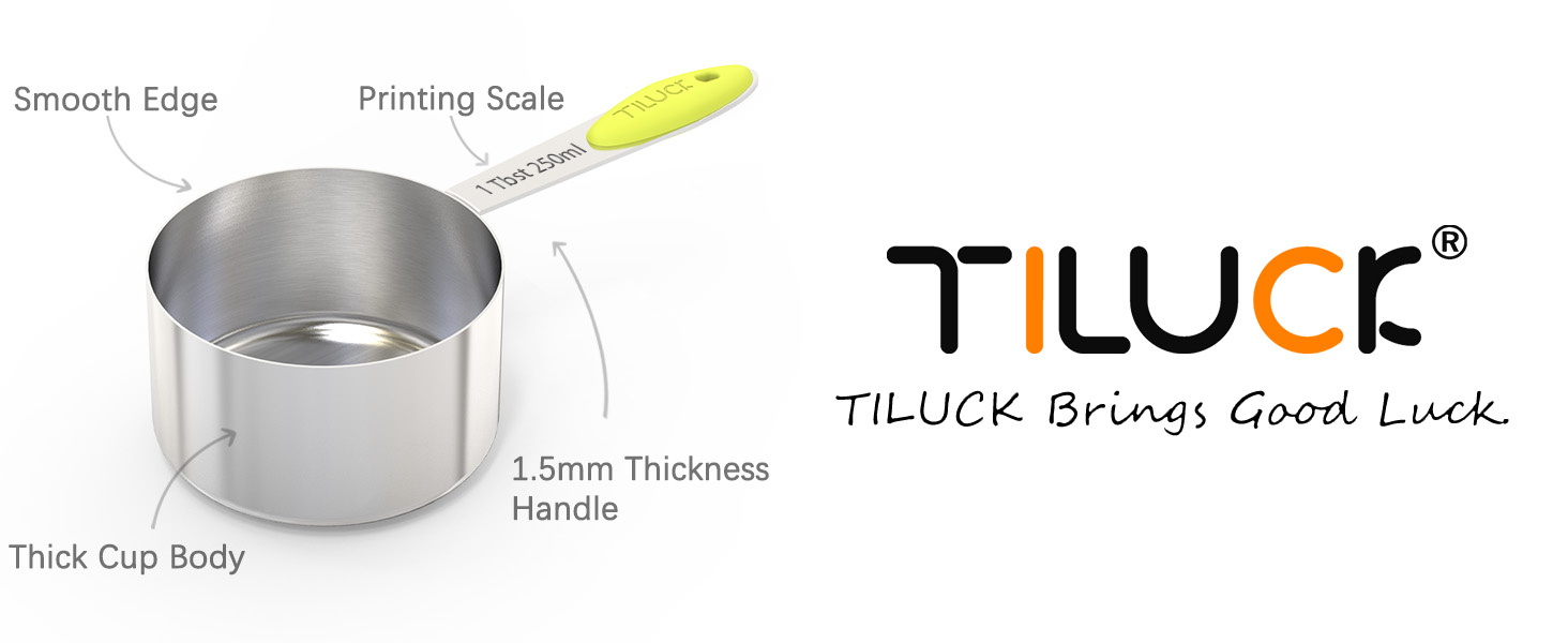 TILUCK measuring cups and magnetic measuring spoons set, stainless steel measuring cups, 6 double-sided stainless steel measuring spoons & 1 leveler (12)