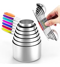 TILUCK measuring cups and magnetic measuring spoons set, stainless steel measuring cups, 6 double-sided stainless steel measuring spoons & 1 leveler (12)