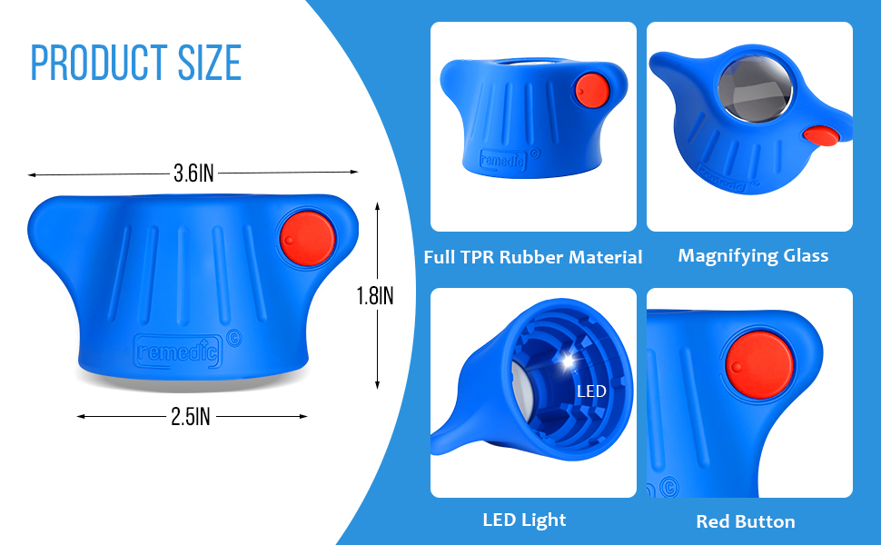 Remedic Medicine Bottle Opener with Magnifier & LED Light – Easy Grip Aid for Weak Hands – Non-Slip Mat for One-Handed Use – Arthritis-Friendly Multi-Opener – Senior Care Tools