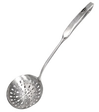 Skimmer Slotted Spoon, [Rustproof, Integral Forming, Durable] Newness 304 Stainless Steel Slotted Spoon with Vacuum Ergonomic Handle, Comfortable Grip Design Strainer Ladle for Kitchen, 16.8 Inches