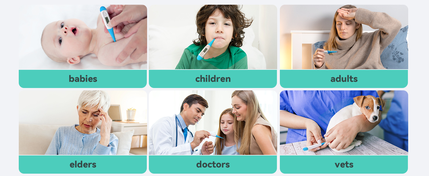 Boncare 10 Seconds Oral Thermometer for Adults and Kids - Accurate & Safe Rectal Thermometer for Baby with Fever Alarm, Digital Thermometer (Light Blue)