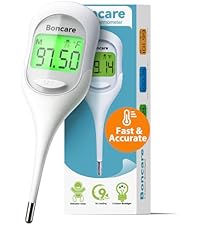 Boncare 10 Seconds Oral Thermometer for Adults and Kids - Accurate & Safe Rectal Thermometer for Baby with Fever Alarm, Digital Thermometer (Light Blue)