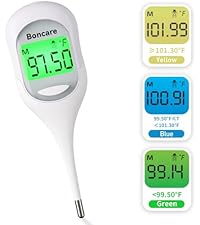 Boncare 10 Seconds Oral Thermometer for Adults and Kids - Accurate & Safe Rectal Thermometer for Baby with Fever Alarm, Digital Thermometer (Light Blue)