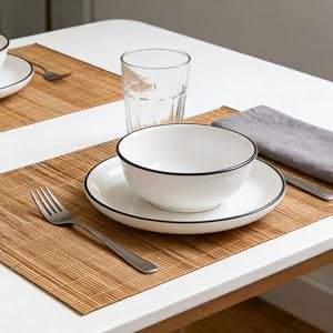 Dining Table Placemat, Heat-Resistant Place Mat Stain Resistant Anti-Skid Washable Bamboo Table Mat Placemat Kitchen Table mat