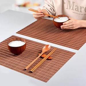 Dining Table Placemat, Heat-Resistant Place Mat Stain Resistant Anti-Skid Washable Bamboo Table Mat Placemat Kitchen Table mat