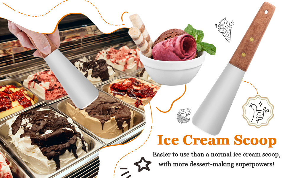 Ice Cream Metal Spade Heavy Duty Stainless Steel Dessert Shovel Wooden Handle Butter Cutter Kitchen Utensil
