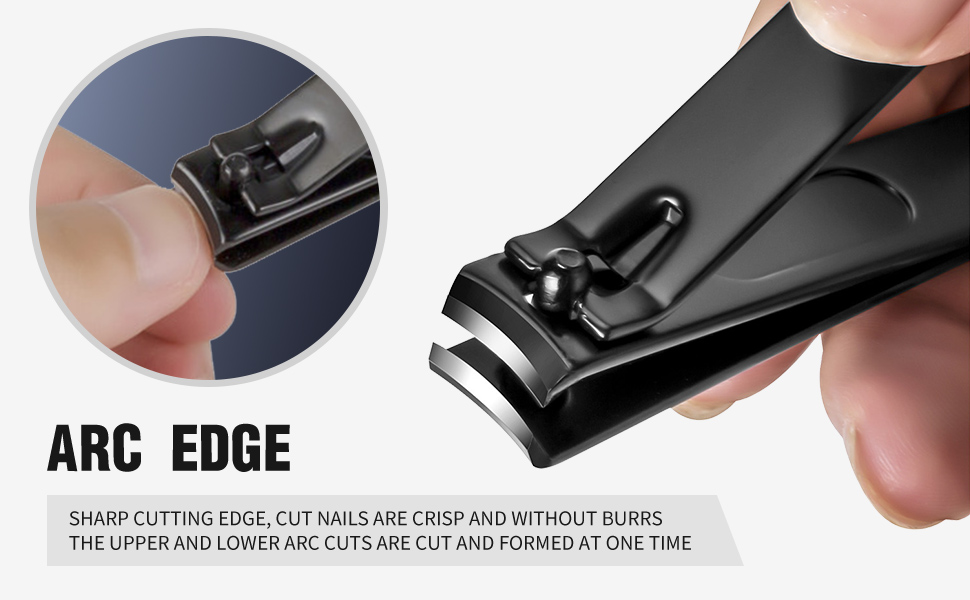 Nail Clippers Set, Sharp Stainless Steel Fingernail Clipper & Toenail Clippers, Black Nail Cutter, Large and Small 2 Piece Set.