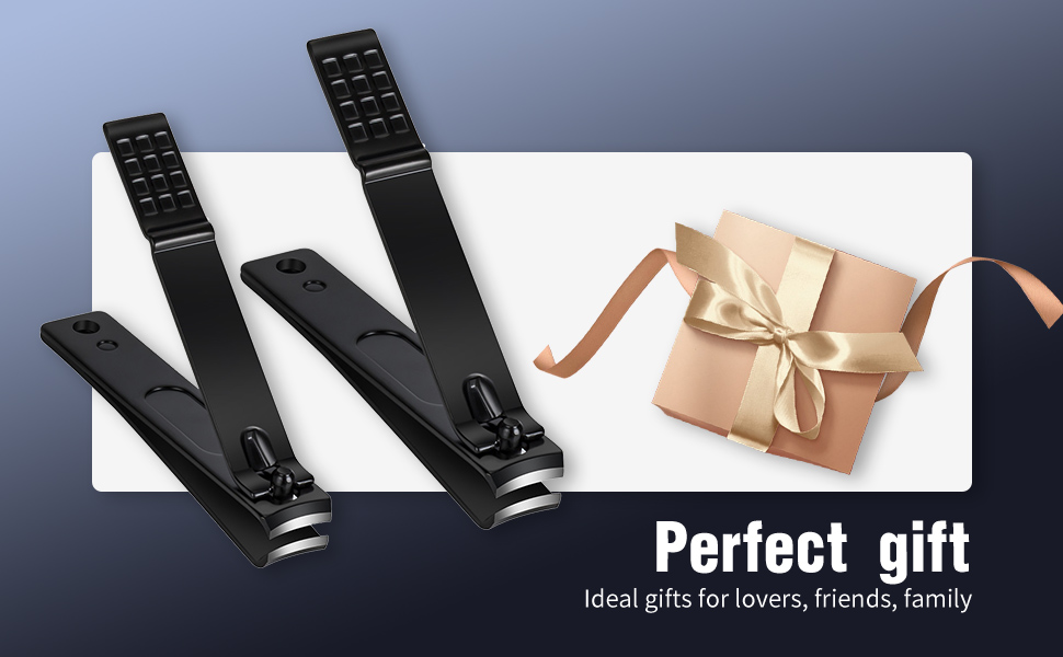 Nail Clippers Set, Sharp Stainless Steel Fingernail Clipper & Toenail Clippers, Black Nail Cutter, Large and Small 2 Piece Set.