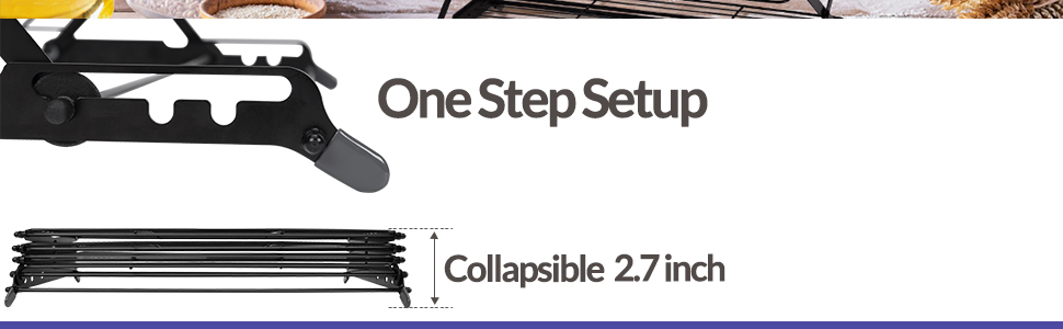 Geesta 2/3/4-Tier Upgraded Collapsible Cooling Rack with Adjustable 3 Setting Design Stackable Roasting Cooking Drying Wire Cooling Rack for Cookies Baking Gifts for Women