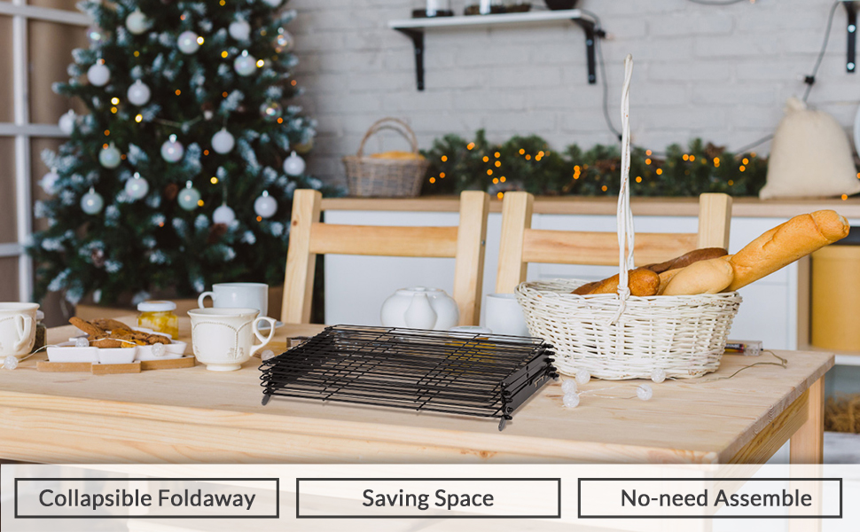 Geesta 2/3/4-Tier Upgraded Collapsible Cooling Rack with Adjustable 3 Setting Design Stackable Roasting Cooking Drying Wire Cooling Rack for Cookies Baking Gifts for Women