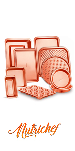 NutriChef 10-Piece Non-Stick Baking Set – Heavy-Duty Carbon Steel Bakeware Set w/ Cookie Sheets, Muffin Pan, Roasting Pan, Cake Pan, Baking Tray, Pizza Pan – Effortless Food Release & Easy Cleanup