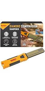 Smith’s 51205 8 Inch Oval Ceramic Sharpening Rod – Soft Rubber Handle – 2-Stage Sharpener – Kitchen, Chef, Straight + Serrated Edge Knife Sharpener – Hone & Realigns Knife Edge