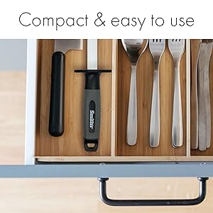 Smith’s 51205 8 Inch Oval Ceramic Sharpening Rod – Soft Rubber Handle – 2-Stage Sharpener – Kitchen, Chef, Straight + Serrated Edge Knife Sharpener – Hone & Realigns Knife Edge