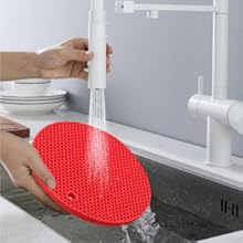 Silicone Trivets for Hot Pots and Pans, 4PCS Flexible Multipurpose Hot Pads Pot Holders, Heat Resistant Trivet Mats for Hot Dishes, Soft Non-Slip Silicone Mat for Kitchen Counter(Red)