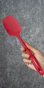 KITCHENLOVE Premium 600°F Heat Resistant 5 Piece Silicone Spatula Set for Baking, Cooking, Mixing - Non-Stick with High Grade S-Iron Steel Core - One Piece Seamless Design - BPA Free (Red)