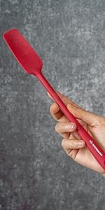KITCHENLOVE Premium 600°F Heat Resistant 5 Piece Silicone Spatula Set for Baking, Cooking, Mixing - Non-Stick with High Grade S-Iron Steel Core - One Piece Seamless Design - BPA Free (Red)