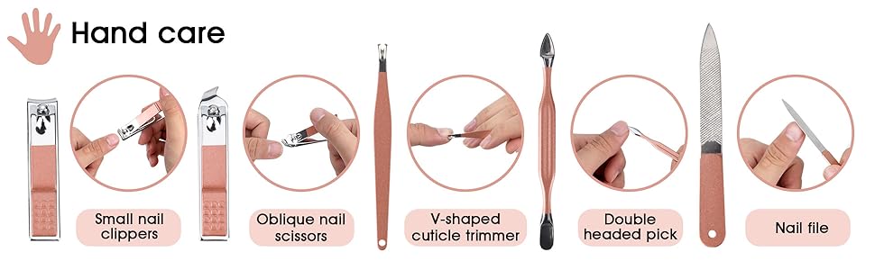 Nail Clippers and Beauty Tool Portable Set Manicure Set 12 in 1, with Pink Leather Bag, Suitable for Home, Workplace, Outdoor Travel, Gift Giving, Salon
