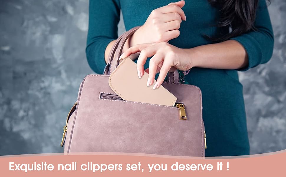 Nail Clippers and Beauty Tool Portable Set Manicure Set 12 in 1, with Pink Leather Bag, Suitable for Home, Workplace, Outdoor Travel, Gift Giving, Salon