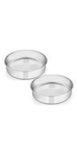 E-far Stainless Steel Baking Pan Set, 9-Piece Bakeware Sets for Cake Cookie Loaf Muffin, Include Round, Square, Rectangle Baking Sheet Pan with Lid & Cooling Rack, Dishwasher Safe