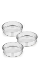 E-far Stainless Steel Baking Pan Set, 9-Piece Bakeware Sets for Cake Cookie Loaf Muffin, Include Round, Square, Rectangle Baking Sheet Pan with Lid & Cooling Rack, Dishwasher Safe
