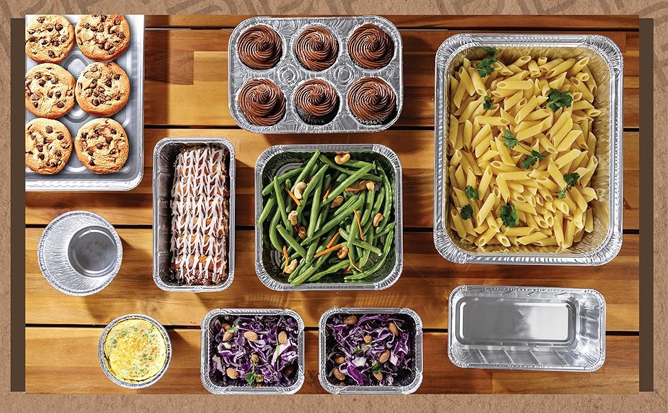 PLASTICPRO Aluminum Foil Muffin Pans Reusable and Disposable, Holds 6 Cupcakes/Muffin & Pie foil Pan Pack of 10