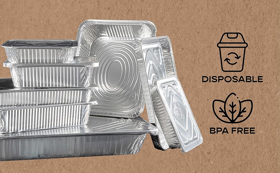 PLASTICPRO Aluminum Foil Muffin Pans Reusable and Disposable, Holds 6 Cupcakes/Muffin & Pie foil Pan Pack of 10