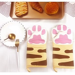 Oven Mitts Kitchen Cooking Baking Heat Resistant Cat Glove, 1 Pair Claw