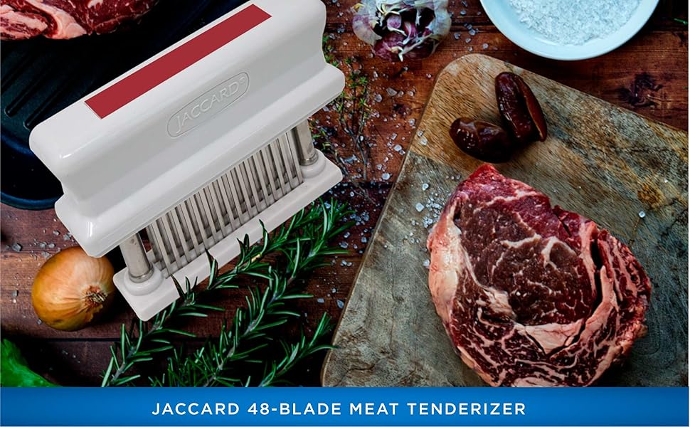 Jaccard 200348R, 48 Blade Durable Meat Tenderizer with Stainless Steel Razor Sharp Needle, Cooking Gadget for Tenderizing Chicken, Beef, Pork, Veal, BBQ, Red